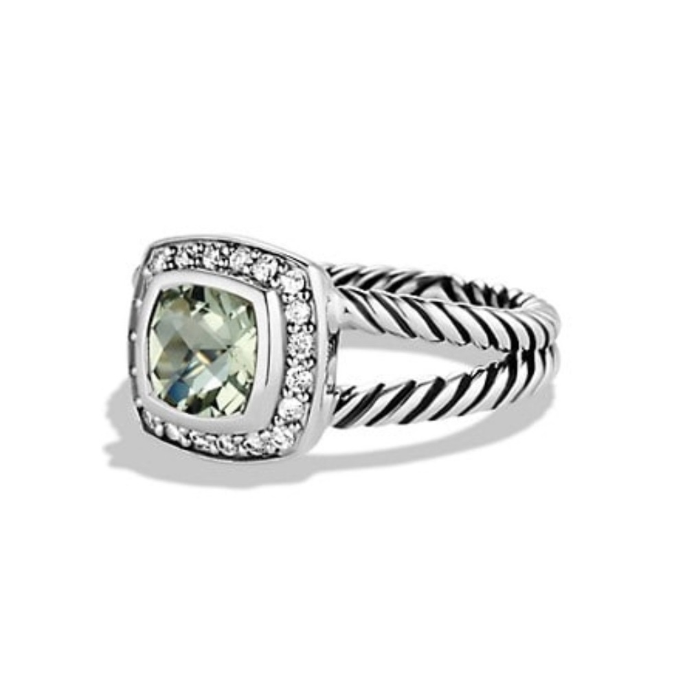 Petite Albion® Ring with Prasiolite and Pavé Diamonds